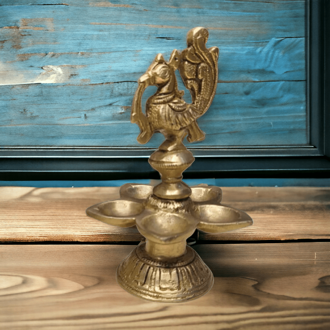 Brass Ethnic 8 Petal Peacock Diya